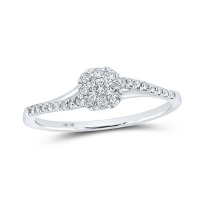 Promise Ring | 10kt White Gold Womens Round Diamond Square Halo Promise Ring 1/5 Cttw | Splendid Jewellery GND