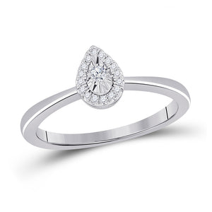 Promise Ring | 10kt White Gold Womens Round Diamond Teardrop Promise Ring 1/12 Cttw | Splendid Jewellery GND