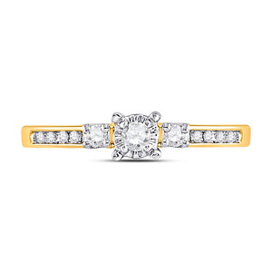 Promise Ring | 10kt Yellow Gold Womens Round Diamond 3-stone Promise Ring 1/6 Cttw | Splendid Jewellery GND