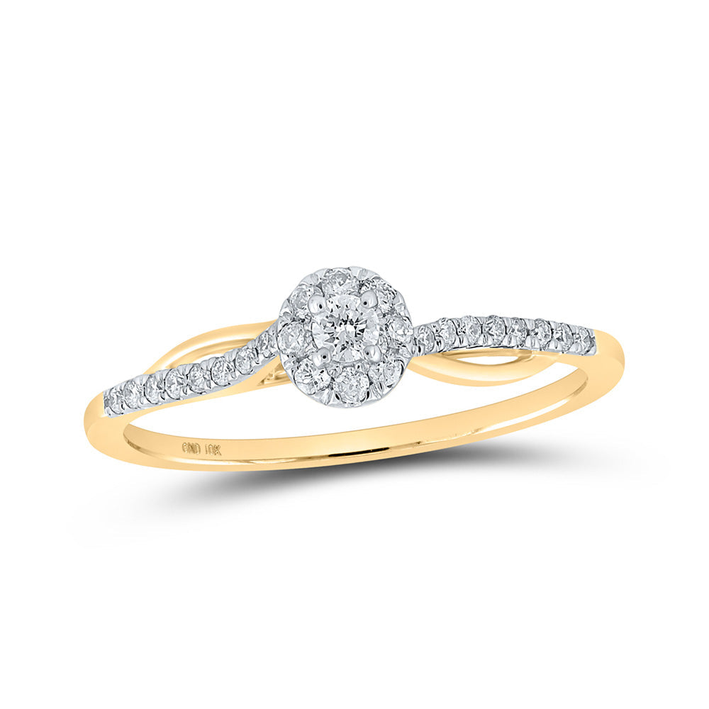 Promise Ring | 10kt Yellow Gold Womens Round Diamond Halo Promise Ring 1/5 Cttw | Splendid Jewellery GND