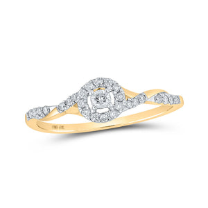 Promise Ring | 10kt Yellow Gold Womens Round Diamond Halo Promise Ring 1/5 Cttw | Splendid Jewellery GND