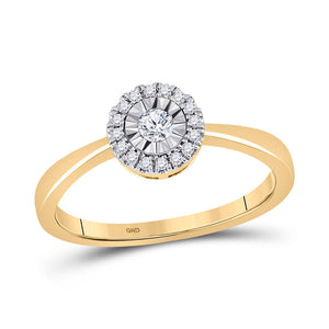 Promise Ring | 10kt Yellow Gold Womens Round Diamond Halo Solitaire Promise Ring 1/6 Cttw | Splendid Jewellery GND