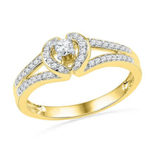 Load image into Gallery viewer, Radiant Love | 10kt Yellow Gold Womens Round Diamond Heart Promise Ring 1/4 Cttw | Splendid Jewellery  Top View from Splendid Jewellery