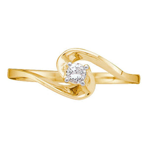 Promise Ring | 10kt Yellow Gold Womens Round Diamond Round Swirl Promise Ring 1/10 Cttw | Splendid Jewellery GND