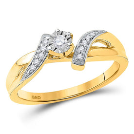 Radiant Love | 10kt Yellow Gold Womens Round Diamond Solitaire Promise Ring 1/10 Cttw  Top View from Splendid Jewellery