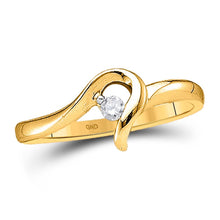 Load image into Gallery viewer, Radiant Affection | 10kt Yellow Gold Womens Round Diamond Solitaire Promise Ring 1/20 Cttw  Top View from Splendid Jewellery