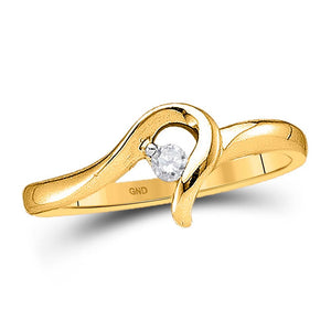 Promise Ring | 10kt Yellow Gold Womens Round Diamond Solitaire Promise Ring 1/20 Cttw | Splendid Jewellery GND