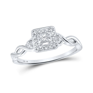 Promise Ring | 14kt White Gold Womens Princess Diamond Square Promise Ring 1/5 Cttw | Splendid Jewellery GND