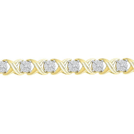 Radiant 10kt Yellow Gold Womens Diamond X Link Fashion Bracelet - 1 Cttw - Splendid Jewellery