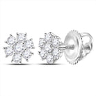 Radiant Blooms: 10kt White Gold Diamond Flower Cluster Burst Earrings - Splendid Jewellery
