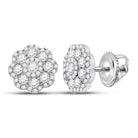 Radiant Blossom: 14kt White Gold Diamond Cluster Earrings - Splendid Jewellery
