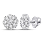 Radiant Blossom: 14kt White Gold Diamond Cluster Earrings - Splendid Jewellery