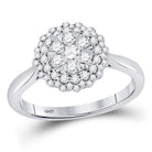 Radiant Blossom Diamond Cluster Ring | 10kt White Gold Womens Round Diamond Halo Flower Cluster Ring 1/2 Cttw - Splendid Jewellery