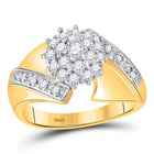 Radiant Blossom Diamond Cluster Ring | 10kt Yellow Gold Womens Round Diamond Flower Cluster Ring 1/2 Cttw - Splendid Jewellery