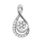 Radiant Blossom Diamond Pendant | 10kt White Gold Womens Round Diamond Floral Teardrop Pendant 1/10 Cttw - Splendid Jewellery