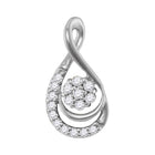 Radiant Blossom Diamond Pendant | 10kt White Gold Womens Round Diamond Floral Teardrop Pendant 1/10 Cttw - Splendid Jewellery