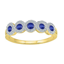 Load image into Gallery viewer, Radiant Blue Sapphire Delight | 10kt Yellow Gold Gemstone Band Ring 1/2 Cttw - Splendid Jewellery