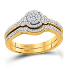 Radiant Brilliance 10k Yellow Gold Diamond Cluster Bridal Wedding Ring Band Set - Splendid Jewellery