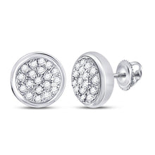 Load image into Gallery viewer, Radiant Brilliance: 10kt White Gold Diamond Concentric Cluster Earrings - Splendid Jewellery