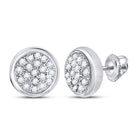 Radiant Brilliance: 10kt White Gold Diamond Concentric Cluster Earrings - Splendid Jewellery