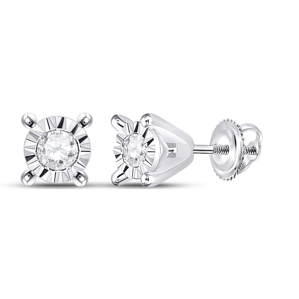 Radiant Brilliance: 10kt White Gold Diamond Stud Earrings - Captivating Elegance in Every Step - Splendid Jewellery