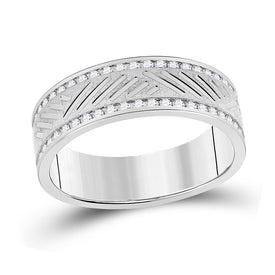 Radiant Brilliance 10kt White Gold Men's Diamond Wedding Band Ring - Captivating 1/2 Cttw Treasure - Splendid Jewellery