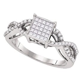 Radiant Brilliance: 10kt White Gold Princess Diamond Square Cluster Ring - Splendid Jewellery