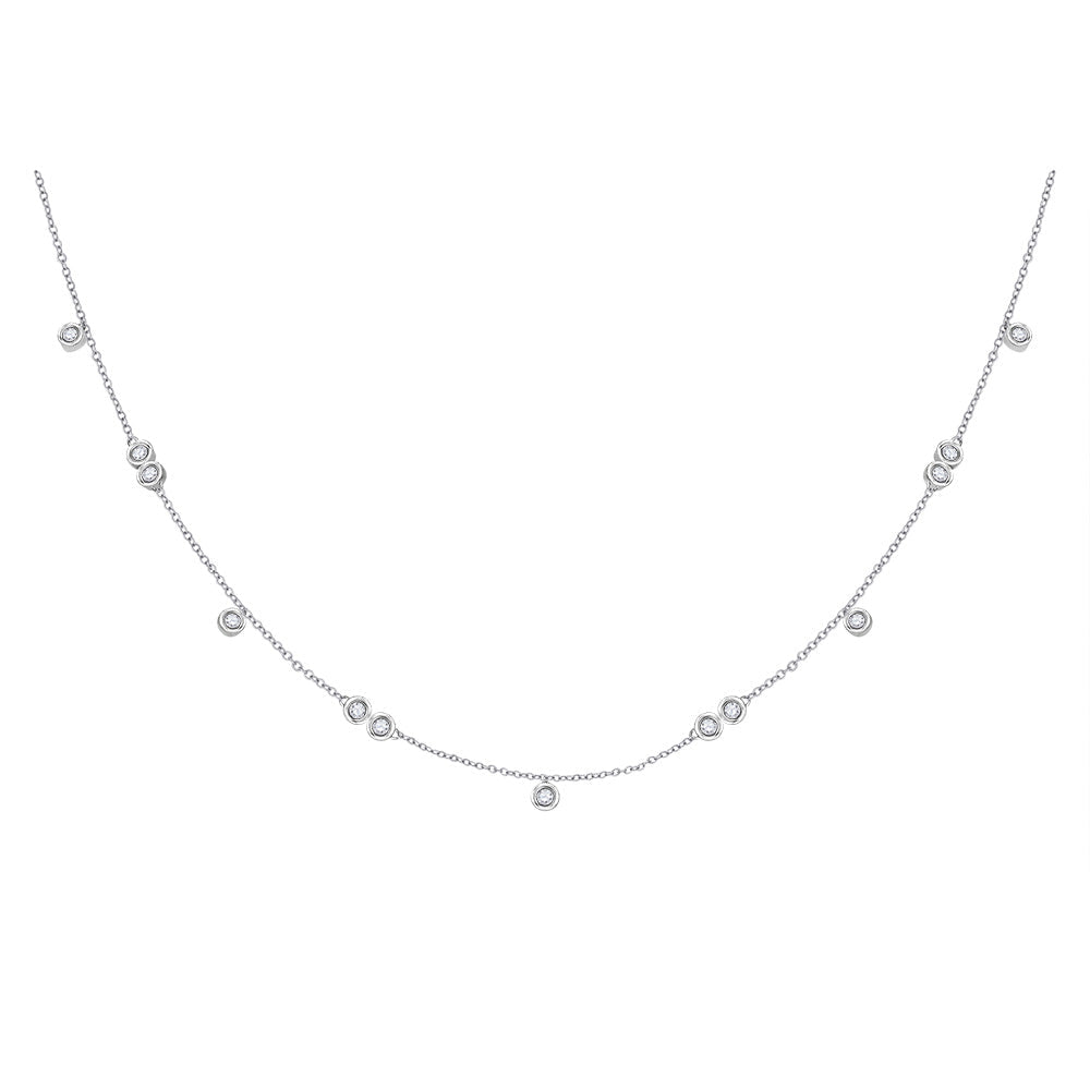 Radiant Brilliance: 10kt White Gold Round Diamond Pendant Necklace 1/3 Cttw - Splendid Jewellery