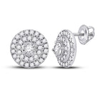 Radiant Brilliance: 10kt White Gold Womens Round Diamond Circle Earrings 1/4 Cttw - Splendid Jewellery