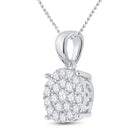 Radiant Brilliance: 10kt White Gold Womens Round Diamond Cluster Pendant 2 Cttw - Splendid Jewellery