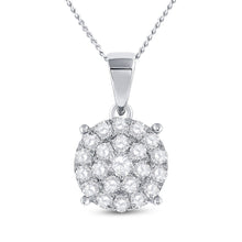 Load image into Gallery viewer, Radiant Brilliance: 10kt White Gold Womens Round Diamond Cluster Pendant 2 Cttw - Splendid Jewellery