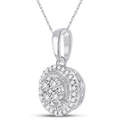 Radiant Brilliance: 10kt White Gold Womens Round Diamond Fashion Halo Cluster Pendant 1/10 Cttw - Splendid Jewellery