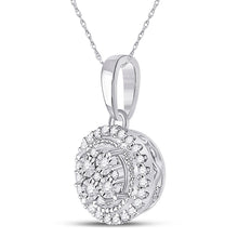 Load image into Gallery viewer, Radiant Brilliance: 10kt White Gold Womens Round Diamond Fashion Halo Cluster Pendant 1/10 Cttw - Splendid Jewellery