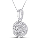Radiant Brilliance: 10kt White Gold Womens Round Diamond Fashion Halo Cluster Pendant 1/10 Cttw - Splendid Jewellery