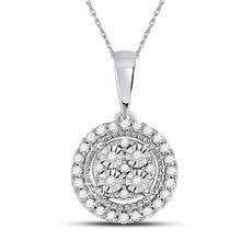 Load image into Gallery viewer, Radiant Brilliance: 10kt White Gold Womens Round Diamond Fashion Halo Cluster Pendant 1/10 Cttw - Splendid Jewellery