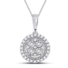 Radiant Brilliance: 10kt White Gold Womens Round Diamond Fashion Halo Cluster Pendant 1/10 Cttw - Splendid Jewellery