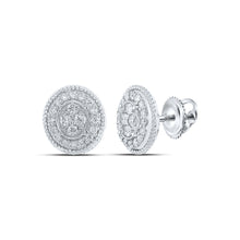Load image into Gallery viewer, Radiant Brilliance: 10kt White Gold Womens Round Diamond Oval Cluster Earrings 1/2 Cttw - Splendid Jewellery