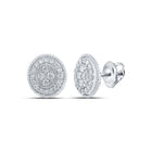 Radiant Brilliance: 10kt White Gold Womens Round Diamond Oval Cluster Earrings 1/2 Cttw - Splendid Jewellery