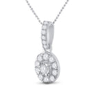 Radiant Brilliance: 10kt White Gold Womens Round Diamond Oval Pendant - Splendid Jewellery