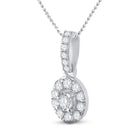 Radiant Brilliance: 10kt White Gold Womens Round Diamond Oval Pendant - Splendid Jewellery