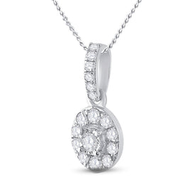 Radiant Brilliance: 10kt White Gold Womens Round Diamond Oval Pendant - Splendid Jewellery