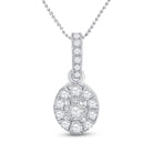 Radiant Brilliance: 10kt White Gold Womens Round Diamond Oval Pendant - Splendid Jewellery