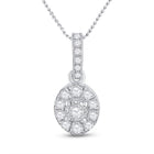 Radiant Brilliance: 10kt White Gold Womens Round Diamond Oval Pendant - Splendid Jewellery