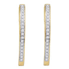 Radiant Brilliance: 10kt Yellow Gold Diamond Single Row Hoop Earrings - Splendid Jewellery