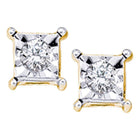 Radiant Brilliance: 10kt Yellow Gold Round Diamond Solitaire Earrings - Splendid Jewellery