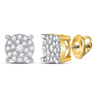 Radiant Brilliance: 10kt Yellow Gold Womens Round Diamond Cluster Earrings - Splendid Jewellery