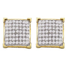 Radiant Brilliance: 10kt Yellow Gold Womens Round Diamond Square Earrings - Splendid Jewellery