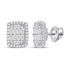 Radiant Brilliance: 14kt White Gold Baguette Diamond Rectangle Cluster Earrings - Splendid Jewellery
