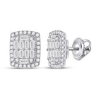 Radiant Brilliance: 14kt White Gold Baguette Diamond Rectangle Cluster Earrings - Splendid Jewellery