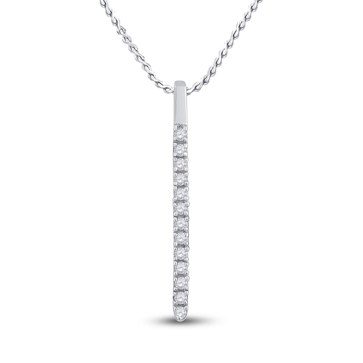 Radiant Brilliance: 14kt White Gold Diamond Bar Pendant - Splendid Jewellery